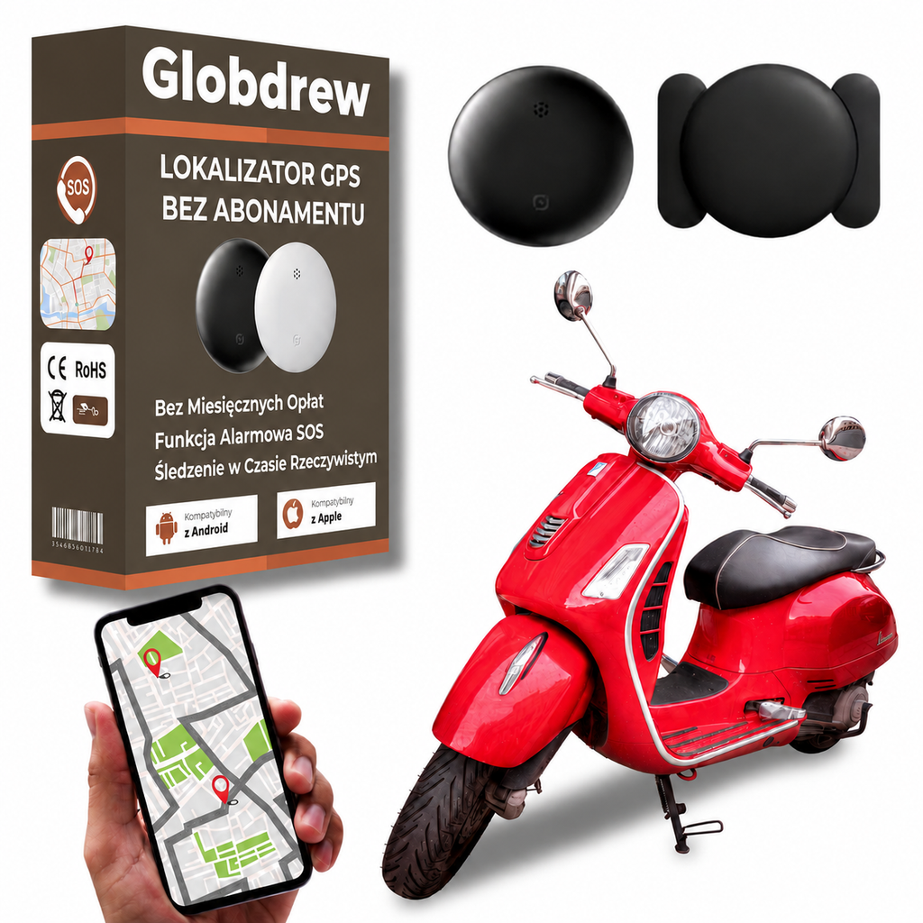 Tracker GPS do motocykla bez opłat miesięcznych współpracujący z Apple i Google Find My