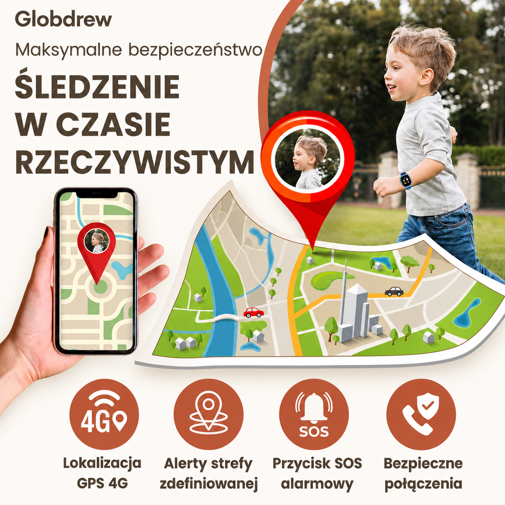 Zegarek GPS dla dzieci kompatybilny z kartami SIM prepaid oraz abonamentowymi