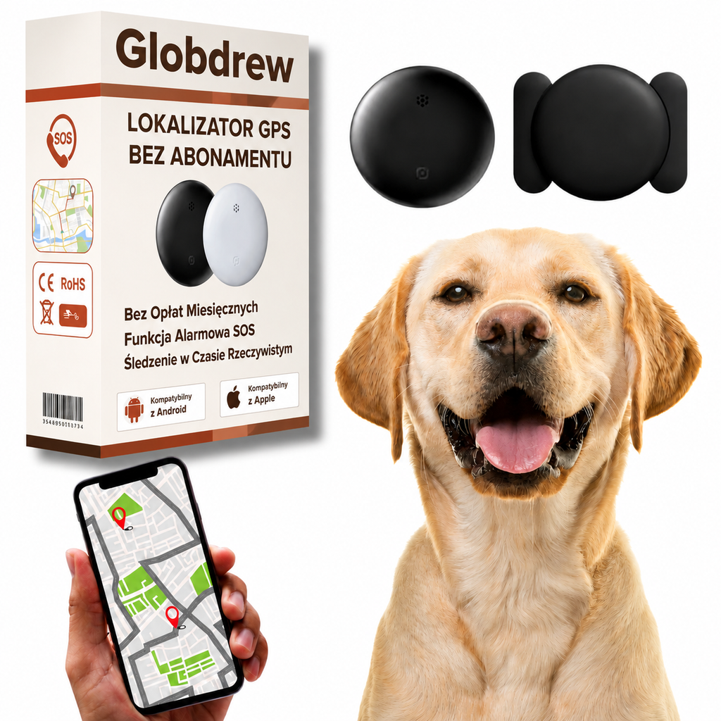 Tracker GPS dla czworonoga kompatybilny z sieciami Apple i Android Find My, bez opłat abonamentowych