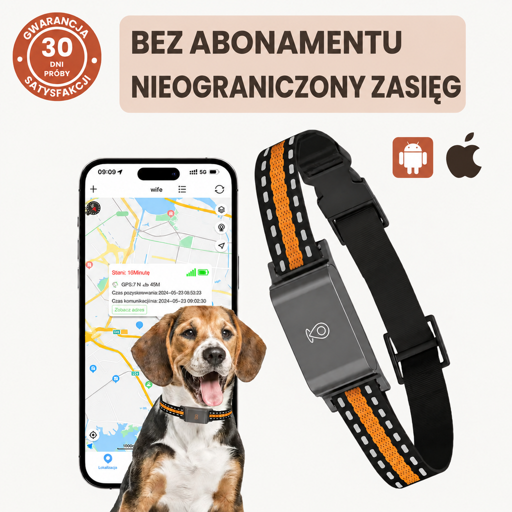 Lokalizator GPS dla psów i kotów z modułem monitoringu w czasie rzeczywistym bez opłat abonamentowych