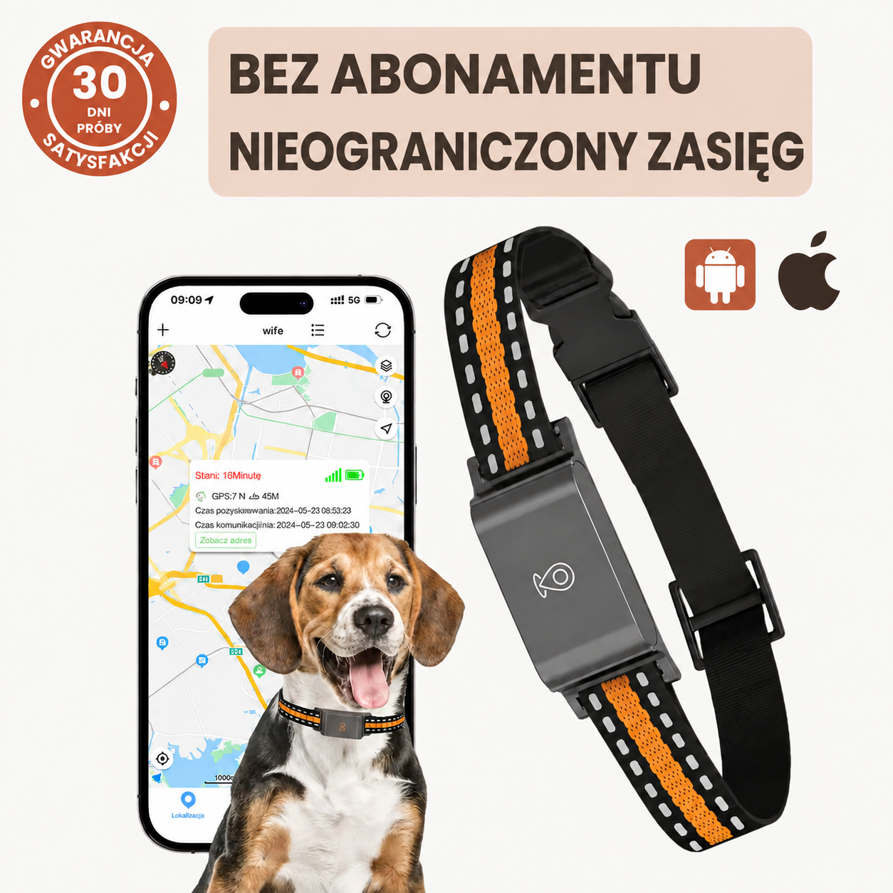 Lokalizator GPS dla psów i kotów z modułem monitoringu w czasie rzeczywistym bez opłat abonamentowych