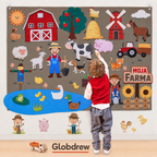 Filcowa tablica edukacyjna Montessori – farma, morze lub zoo