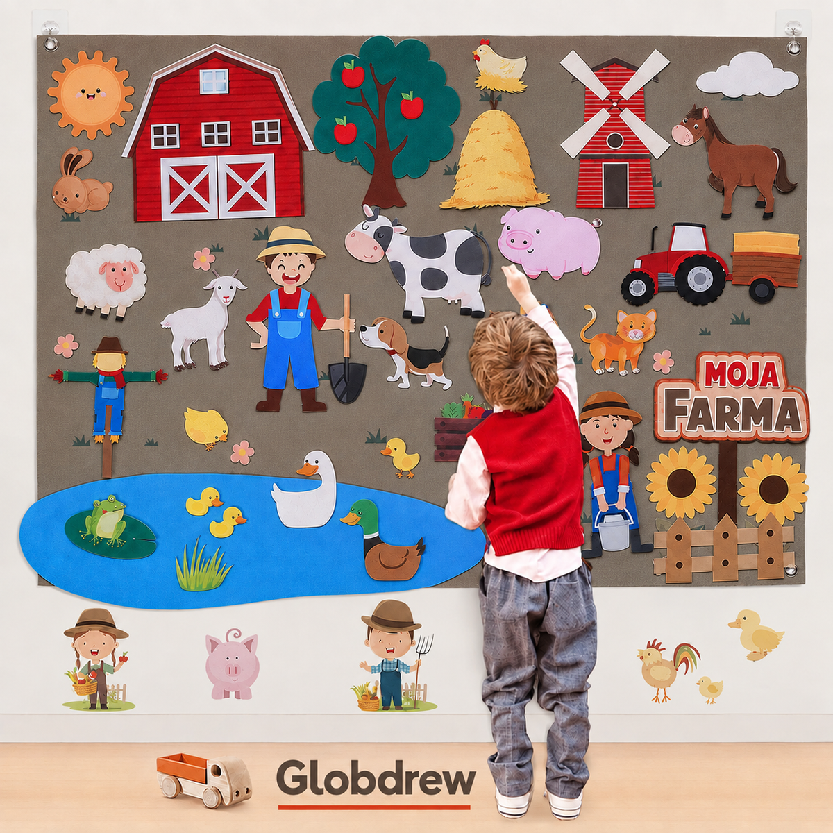 Filcowa tablica edukacyjna Montessori – farma, morze lub zoo