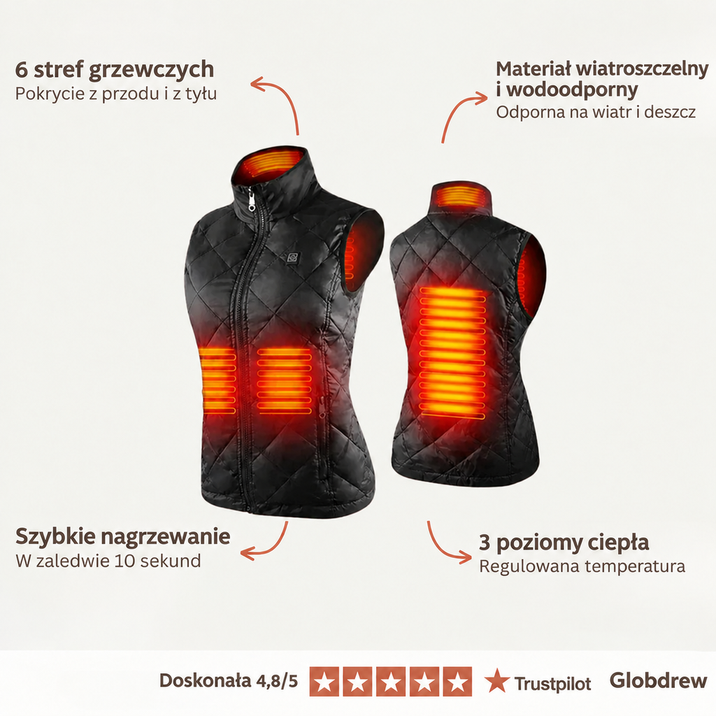 Kamizelka grzewcza damska Globdrew X – 3 poziomy temperatury 45–65 °C