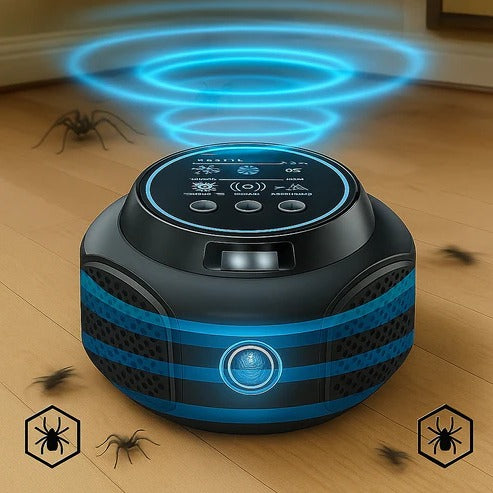Parametry techniczne elektronicznego repelentora pająków z oznaczeniem zasięgu