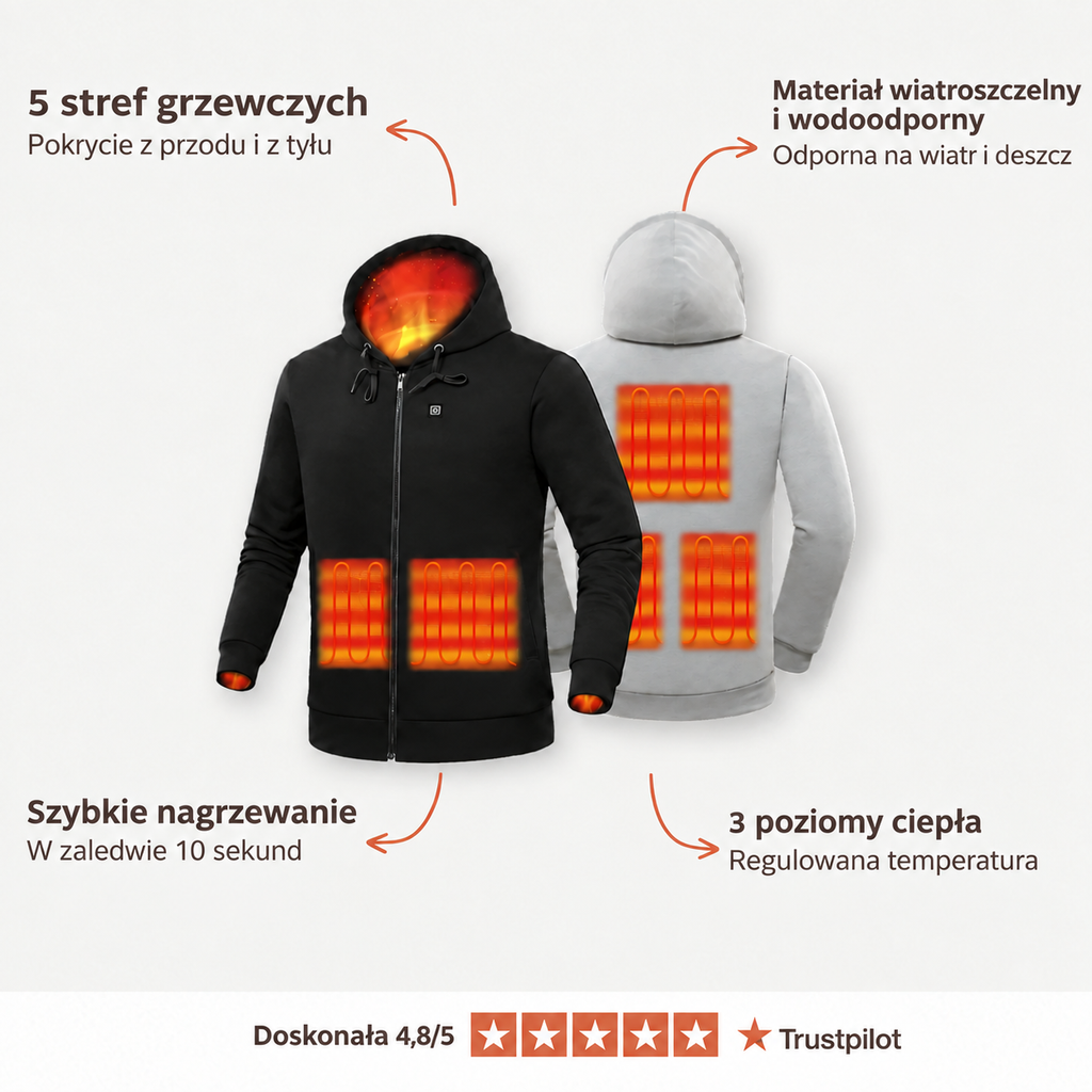 Bluza podgrzewana męska Globdrew X – 3 strefy grzewcze, wodoodporna