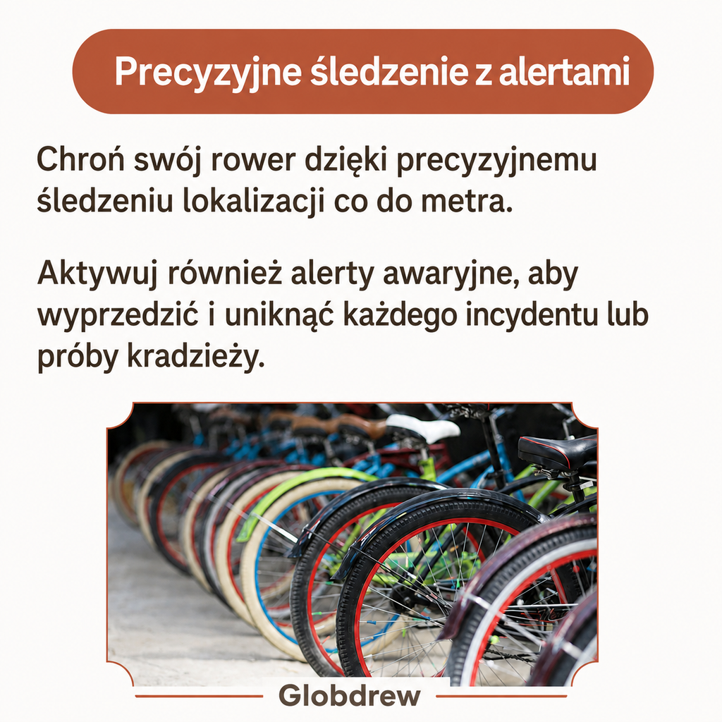 Kompaktowy tracker GPS rowerowy z długotrwałą baterią i globalnym zasięgiem śledzenia