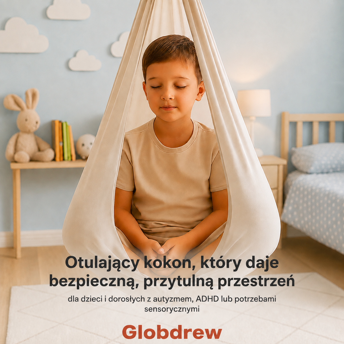 Hamak sensoryczny terapeutyczny – Huśtawka dla dzieci z autyzmem do domu i ogrodu