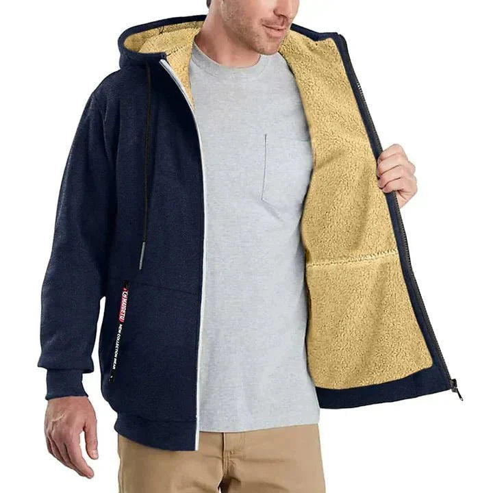 Bluza TOMMY z polaru z kapturem – widok od przodu z zapiętym zamkiem
