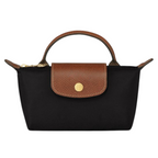 Longchamp Élan Mini Bag ze skórzanymi wykończeniami i złotymi detalami.
