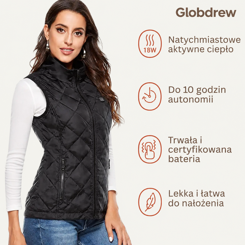 Panel sterowania kamizelki grzewczej Globdrew X z trzema poziomami temperatury i wskaźnikiem LED