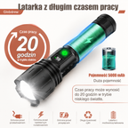 Kompaktowa latarka aluminiowa z regulowaną ogniskową i pięcioma programami oświetlenia