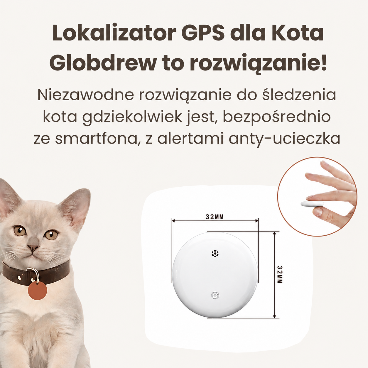 Tracker GPS dla zwierząt z baterią CR2032 zapewniającą długą pracę