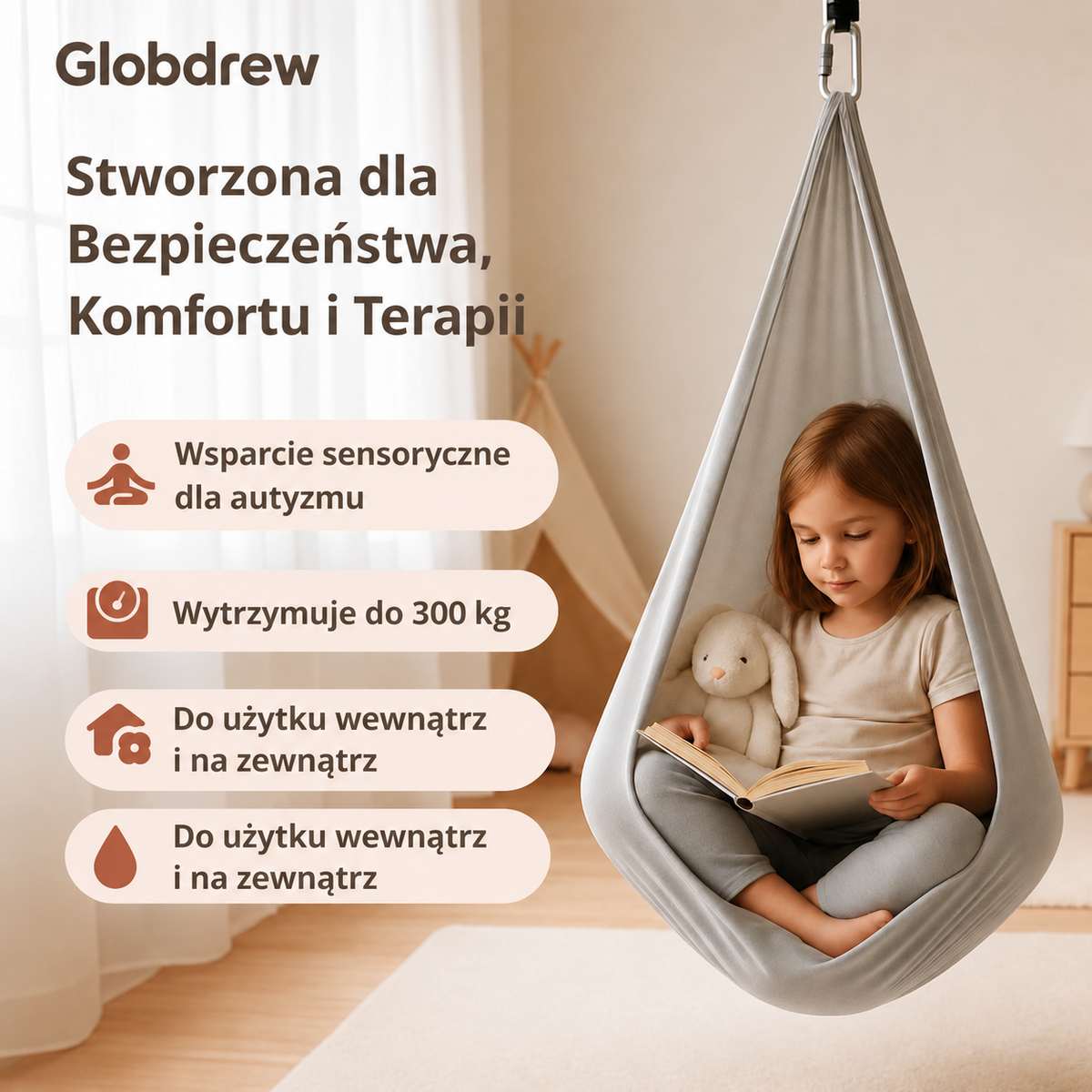 Hamak terapeutyczny wspomagający integrację sensoryczną u dzieci