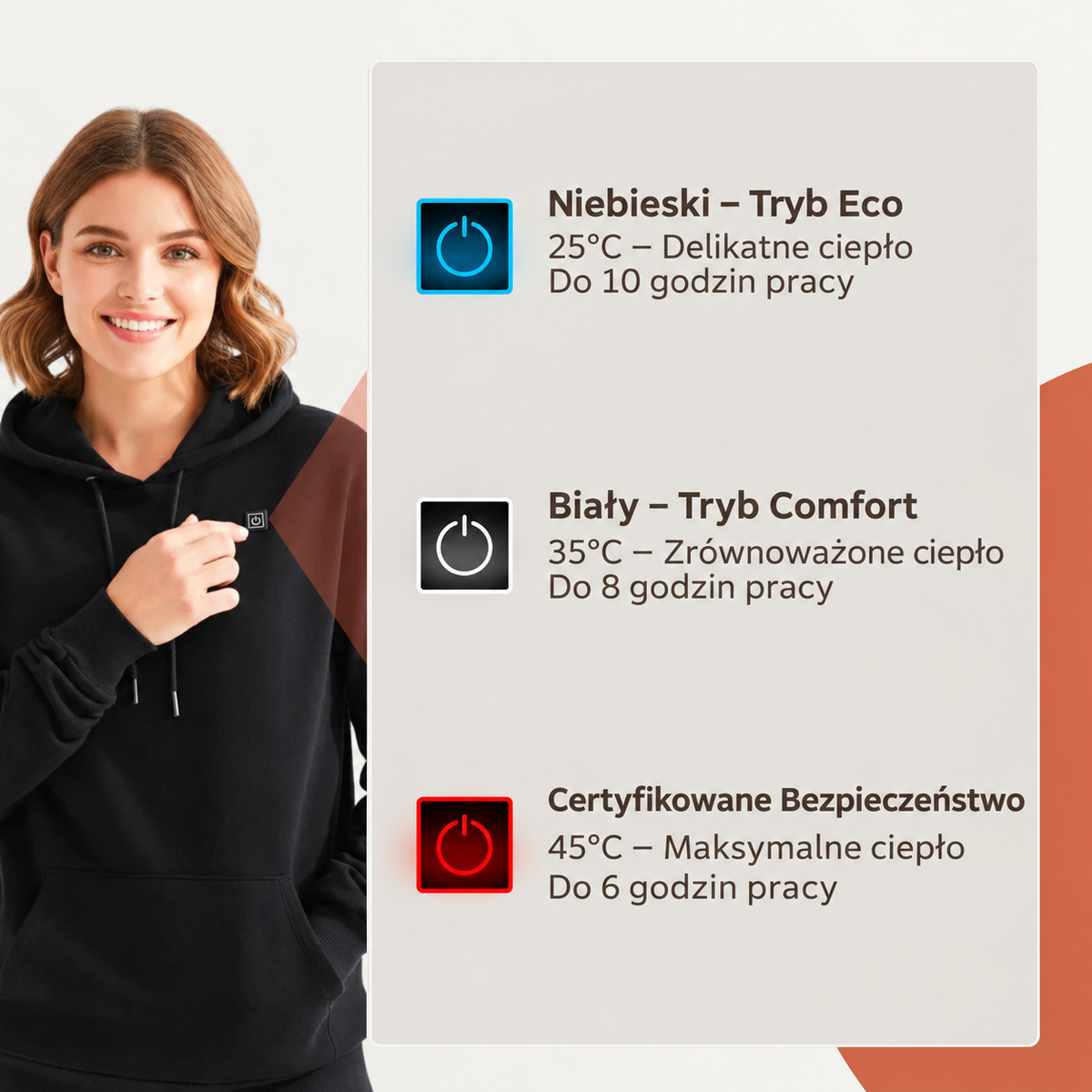 Bluza z podgrzewaniem Globdrew X noszona podczas aktywności outdoor, widok z boku