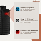 Kamizelka grzewcza męska Globdrew X – 3 strefy ciepła, zasilanie USB