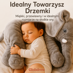 Noworodek leżący na poduszce słonia podczas aktywności na brzuszku