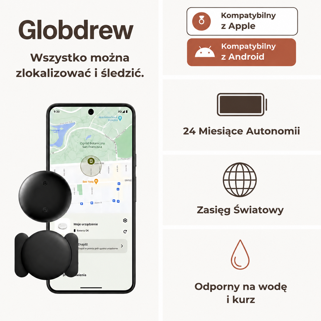 Komplet trackera GPS z uchwytami standardowym i magnetycznym oraz bateriami CR2032