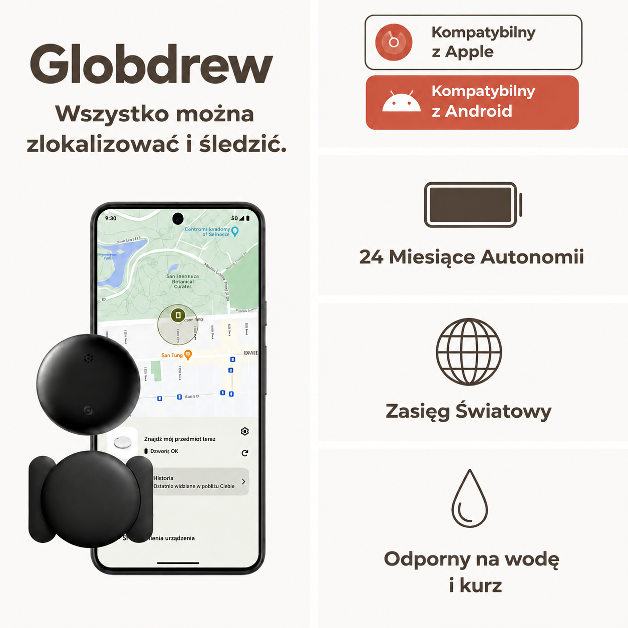 Tracker GPS dla zwierząt kompatybilny z systemem Apple Find My