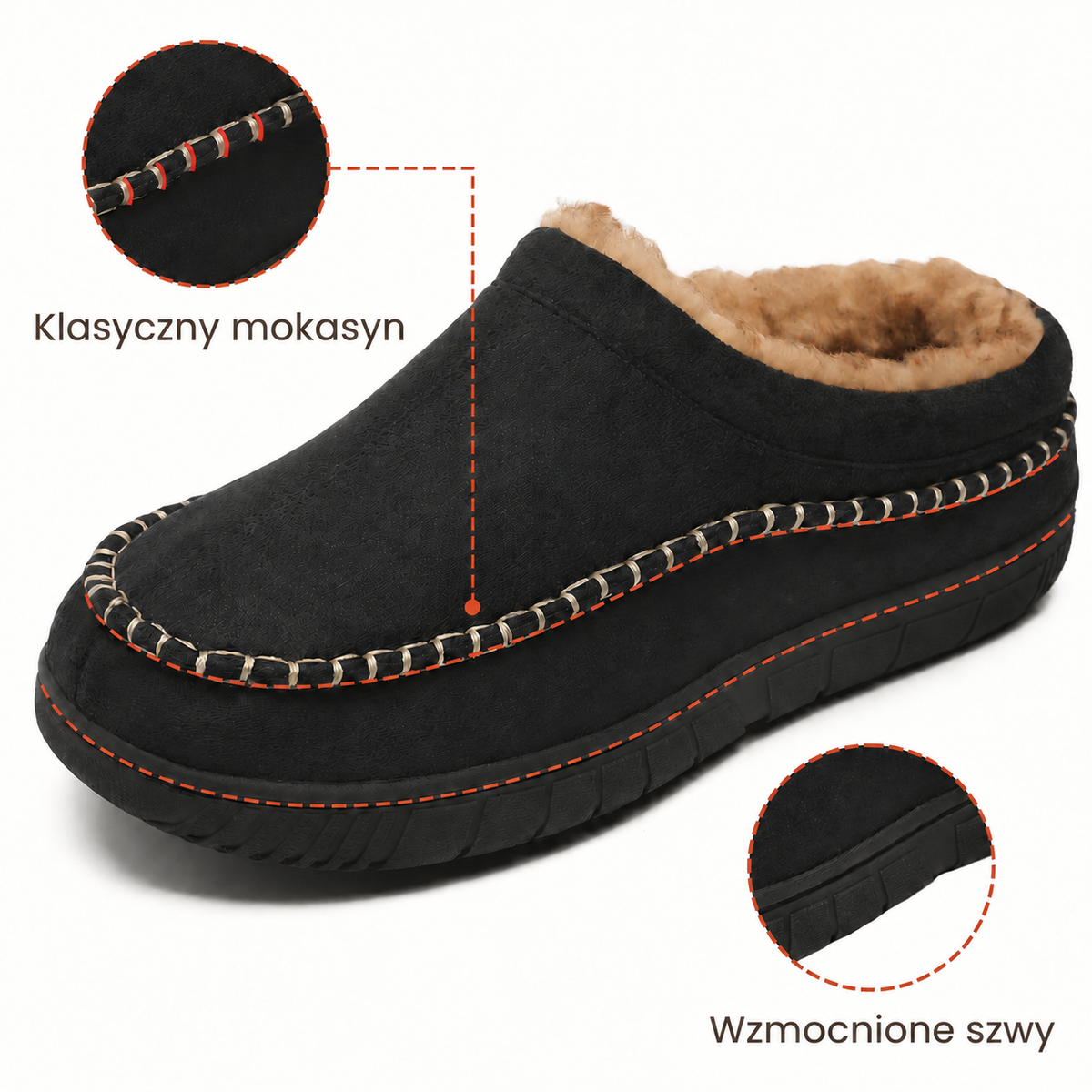 Męskie kapcie domowe ortopedyczne – Mokasyny ze wsparciem łuku