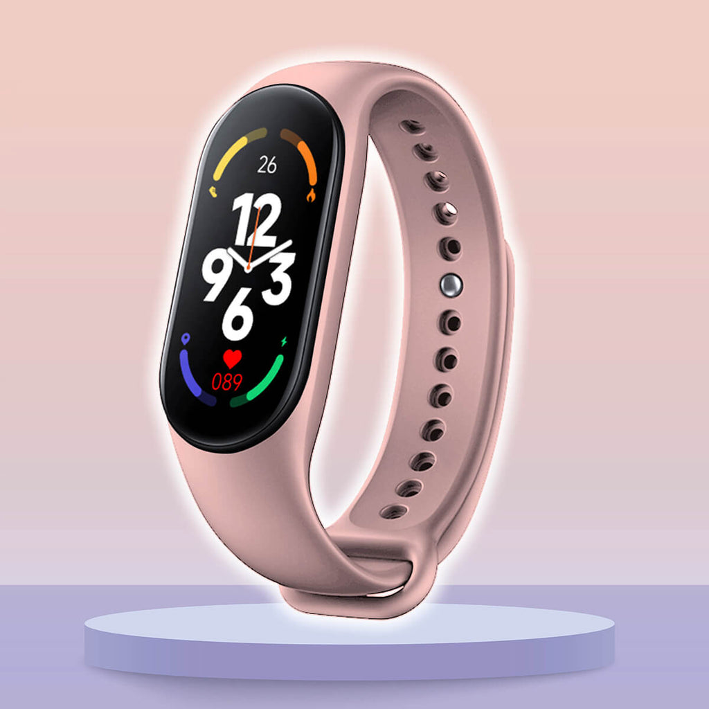 Różowy smartwatch dziecięcy z otwartym menu funkcji sportowych