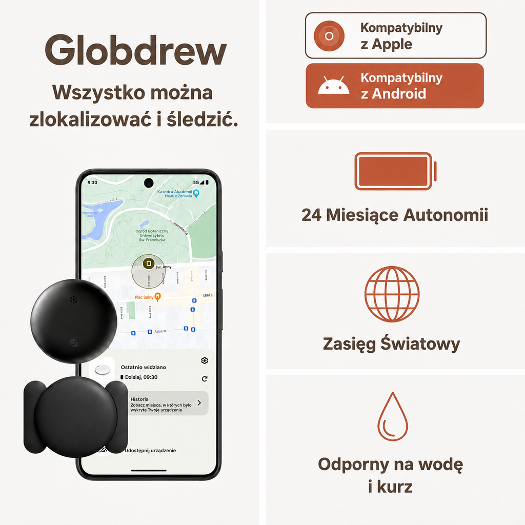 Tracker GPS dla seniorów przymocowany do odzieży osoby starszej, dyskretny i lekki