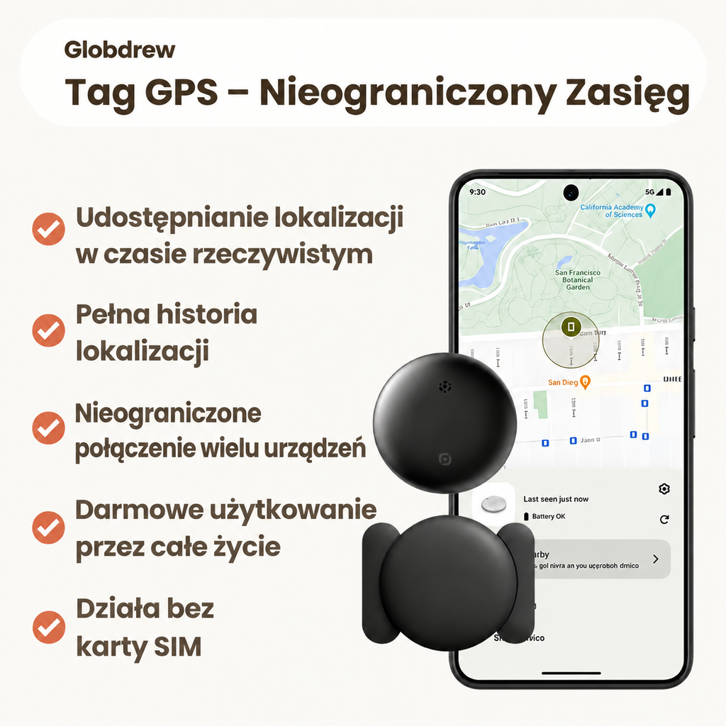 Tracker GPS działający z oficjalną technologią Apple i Android Find My bez ukrytych kosztów
