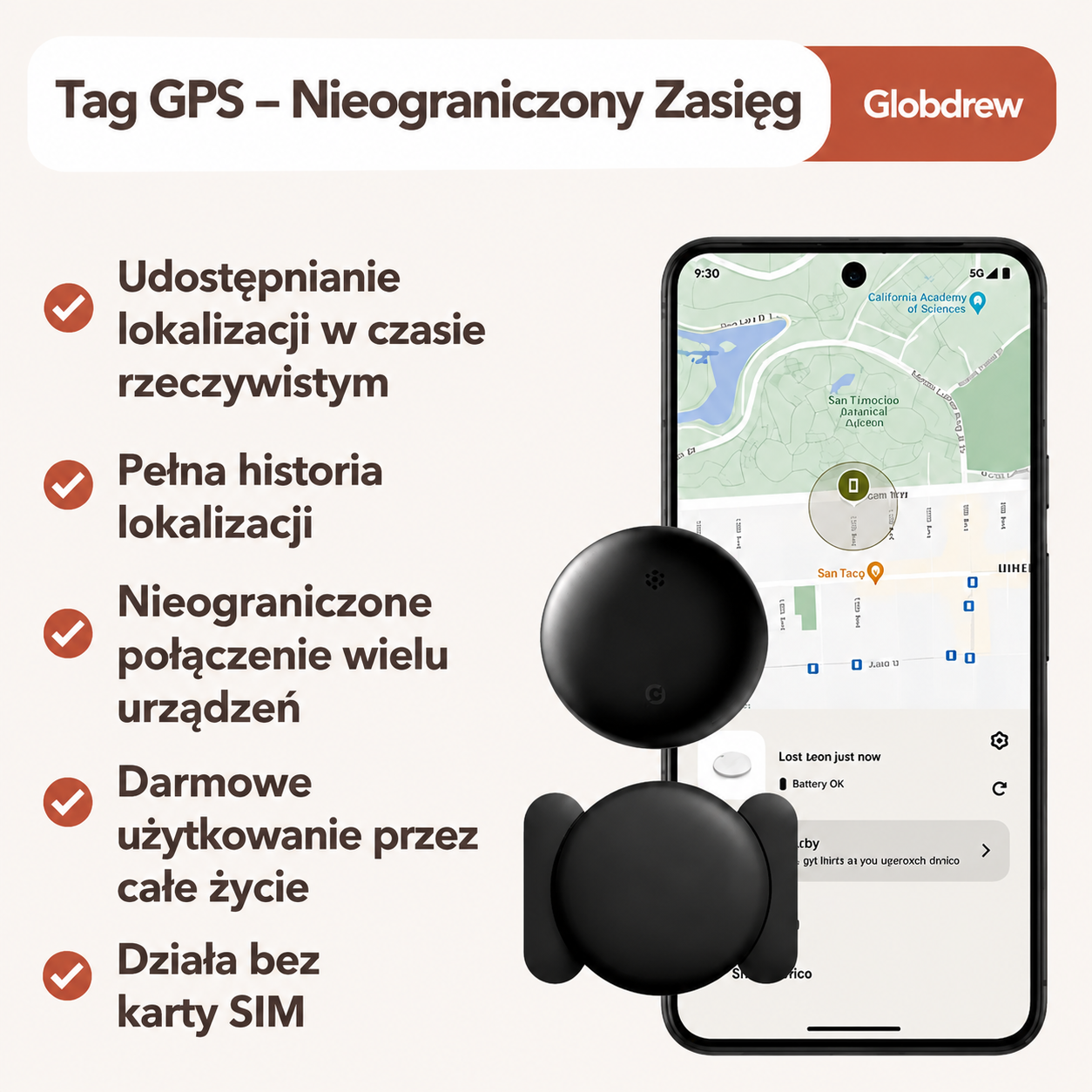 Tracker GPS do Pojazdów Bez Opłat Miesięcznych – Współpracuje z Android i iOS Find My – Ochrona Przed Kradzieżą