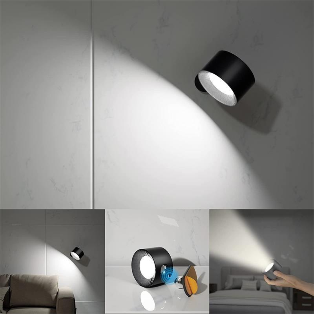 Lampa ścienna 360° OmniGlow | Bezprzewodowa, akumulatorowa, wodoodporna