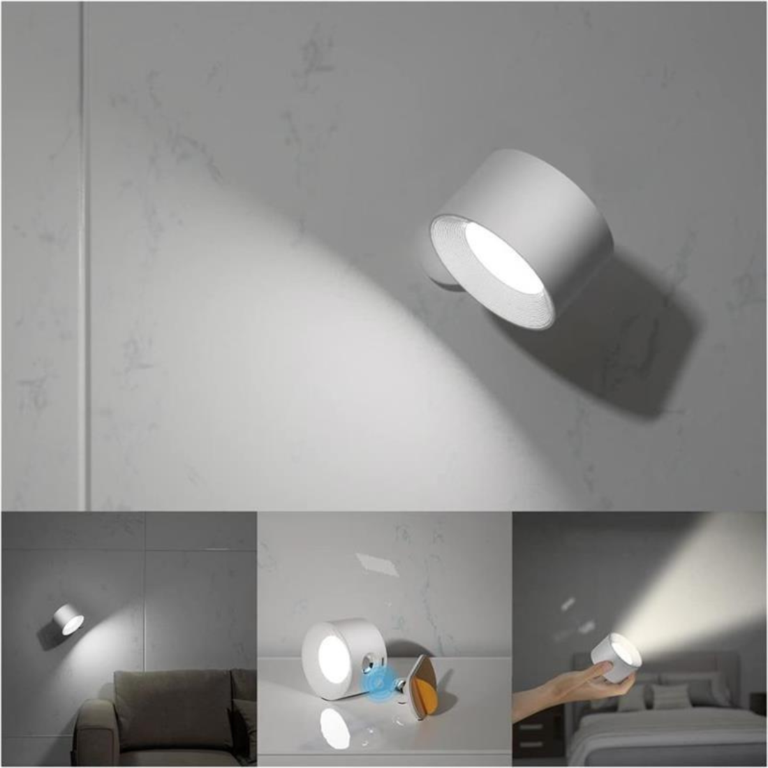 Lampa ścienna 360° OmniGlow | Bezprzewodowa, akumulatorowa, wodoodporna