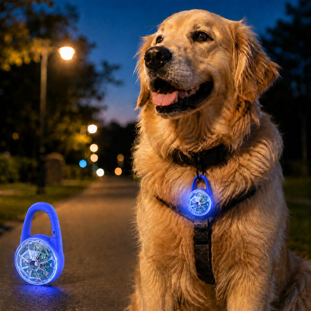 Akumulatorowa klipsowa lampka LED dla psa do bezpiecznych spacerów nocą