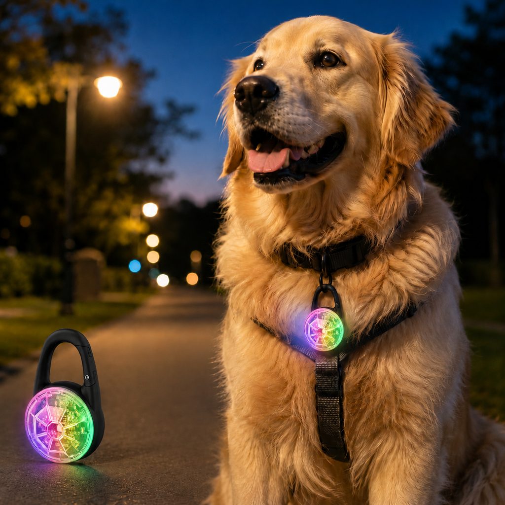 Akumulatorowa klipsowa lampka LED dla psa do bezpiecznych spacerów nocą
