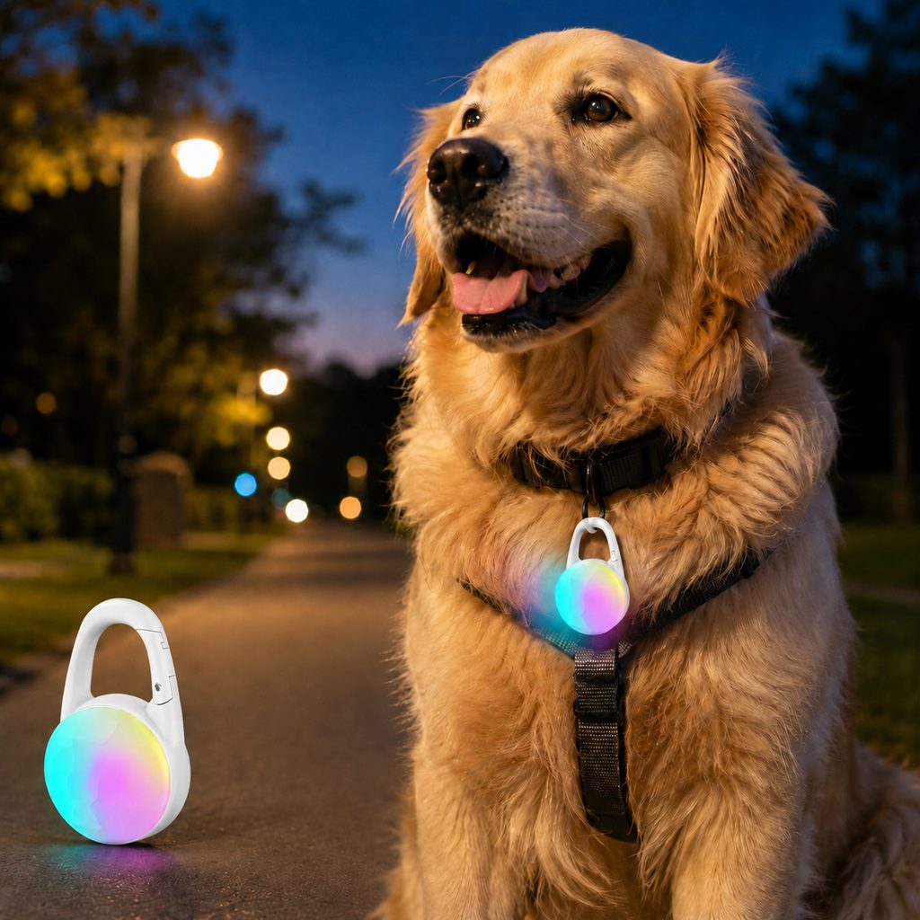 Akumulatorowa klipsowa lampka LED dla psa do bezpiecznych spacerów nocą