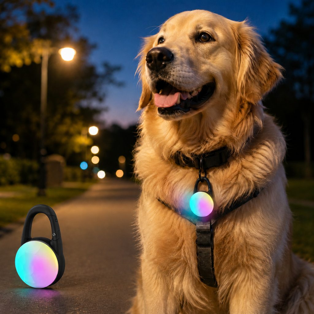 Akumulatorowa klipsowa lampka LED dla psa do bezpiecznych spacerów nocą