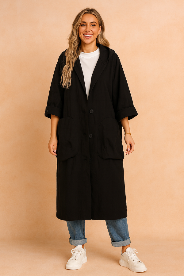 Anna| Oversize'owy płaszcz z kapturem
