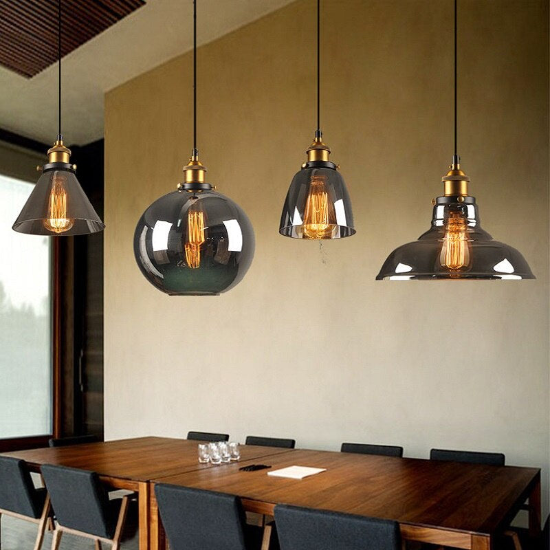 Antyczna Lampa Wisząca Szklana w Stylu Art Déco