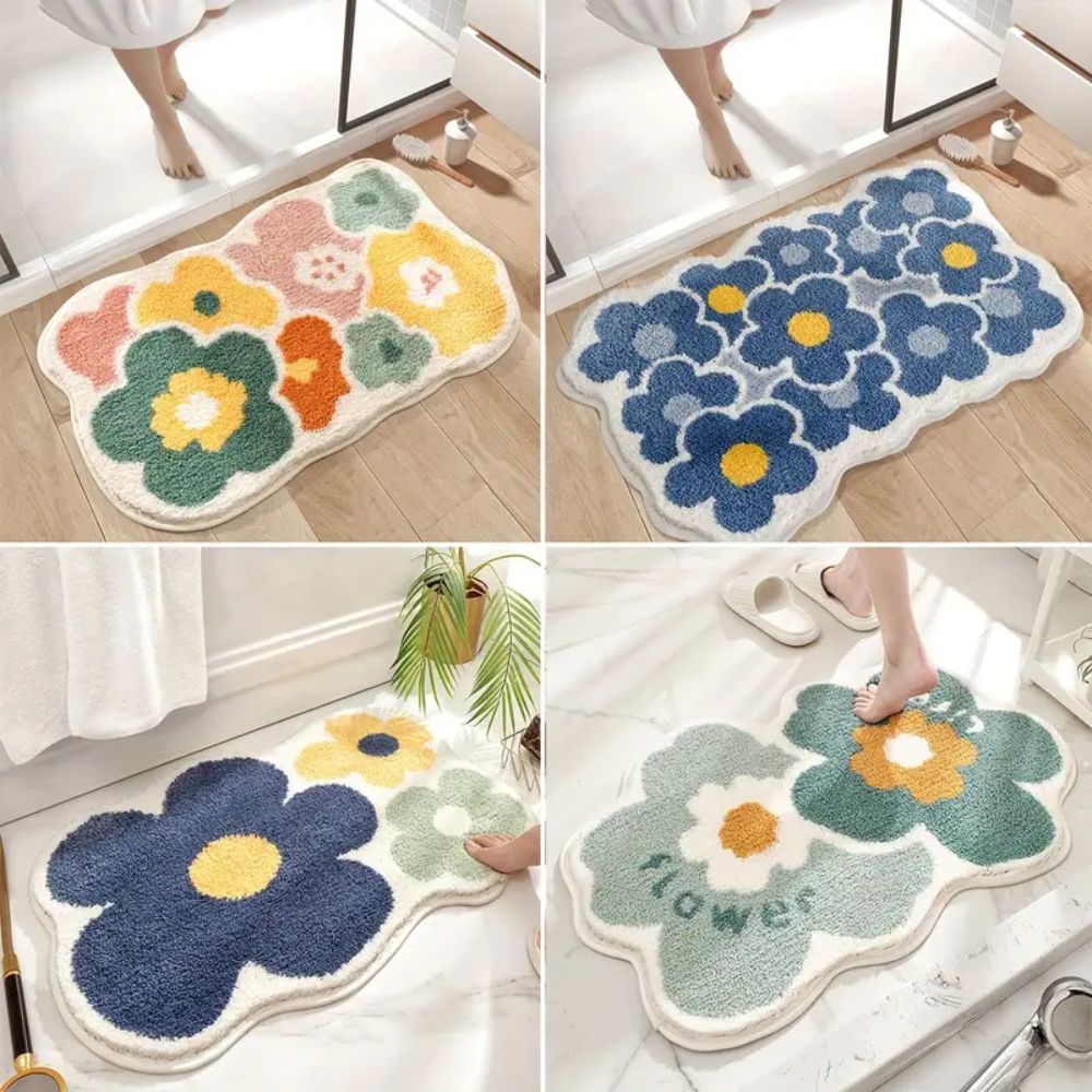 Antypoślizgowa mata łazienkowa w kwiaty