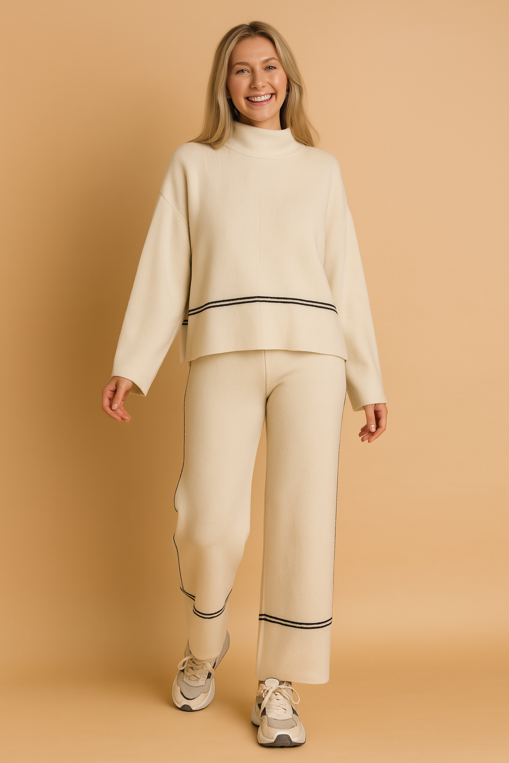 Barbara| Stylowy Zestaw z Kontrastowymi Lamówkam
