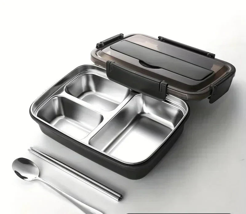 BentoBox – szczelny stalowy lunch box z trzema przegrodami