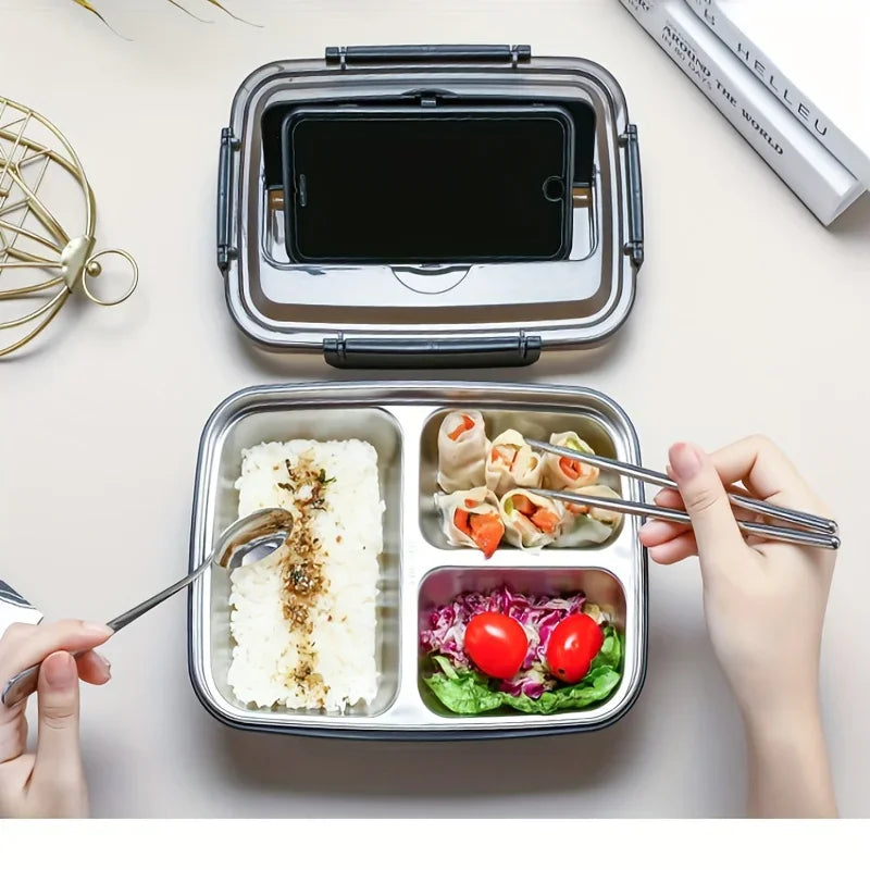 BentoBox – szczelny stalowy lunch box z trzema przegrodami