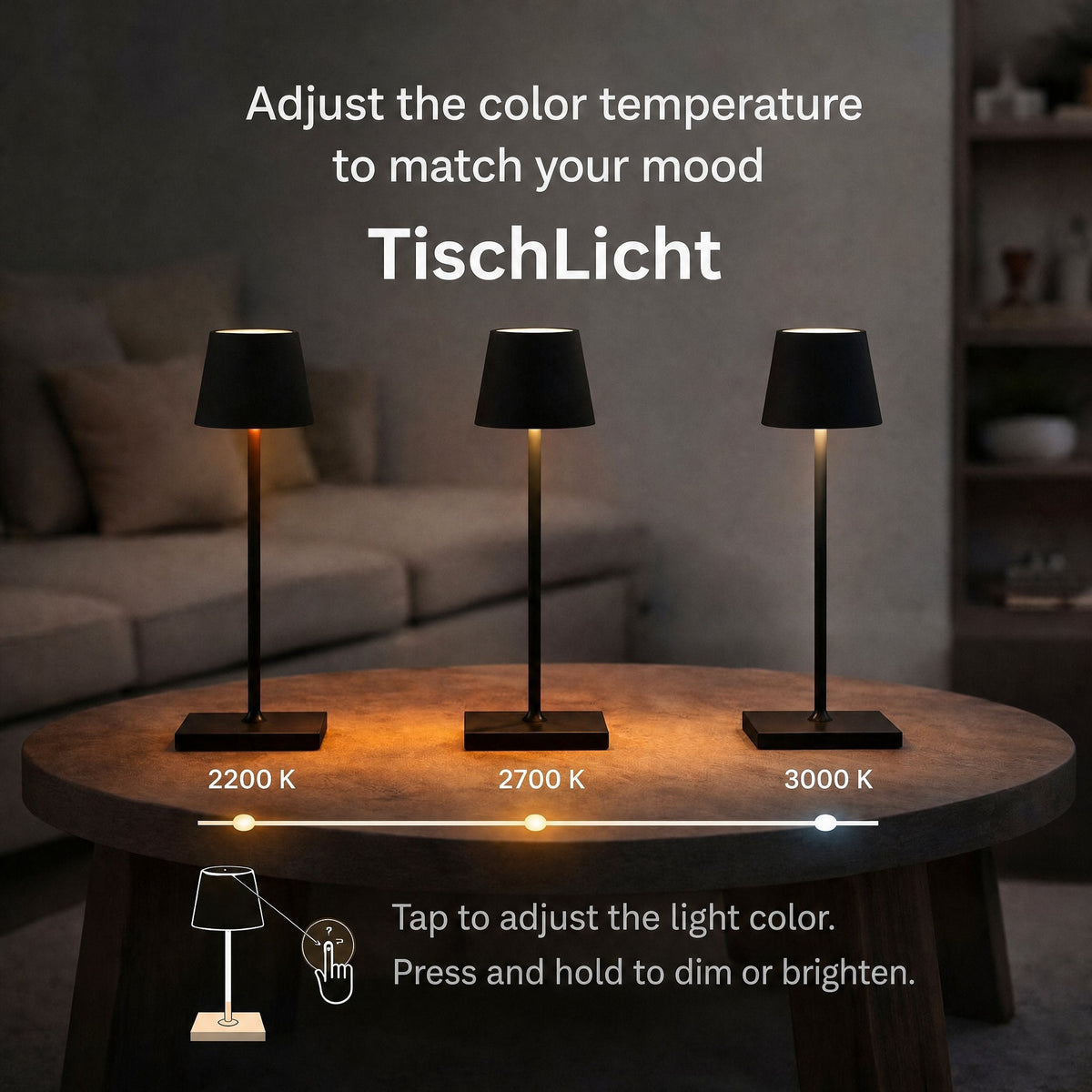 Bezprzewodowa lampa stołowa | TischLicht