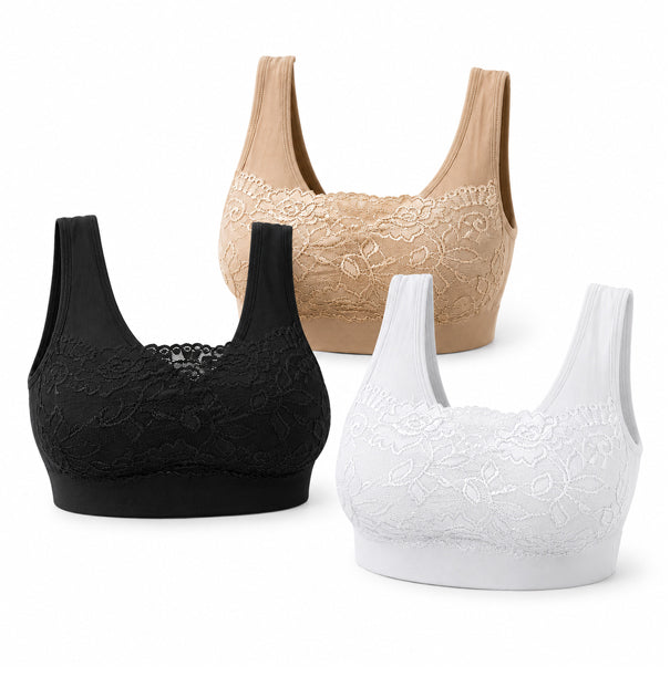 Biustonosz Comfort – 3-pak (biustonosz z koronką)
