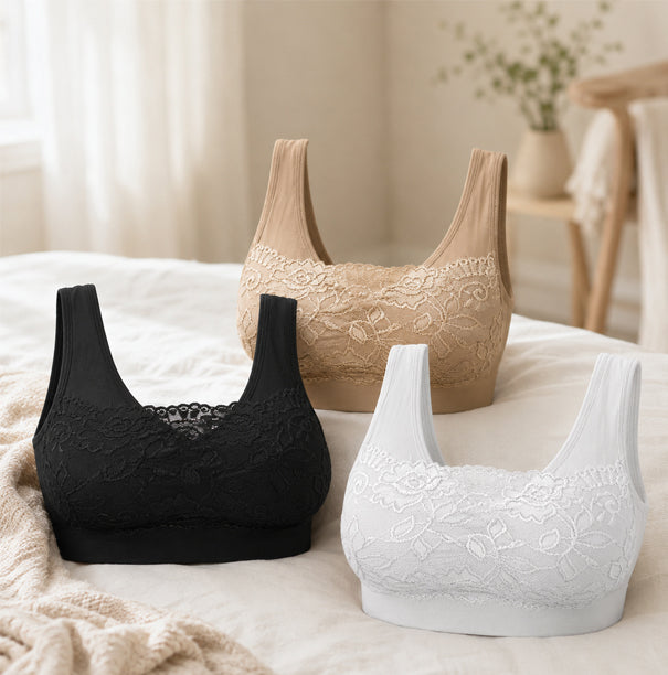 Biustonosz Comfort – 3-pak (biustonosz z koronką)