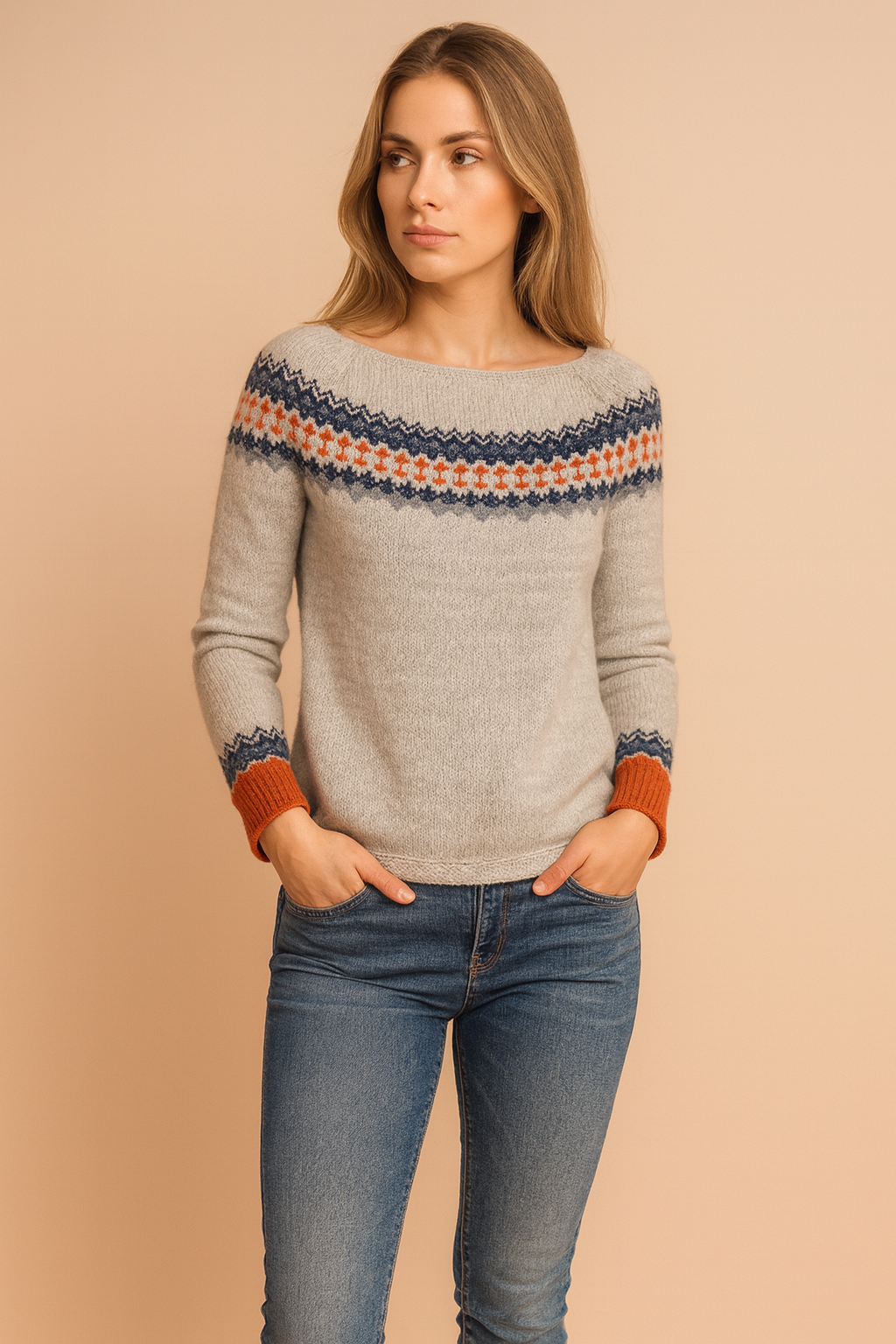 Boho Pattern Pullover | Sweter z Geometrycznym Wzorem