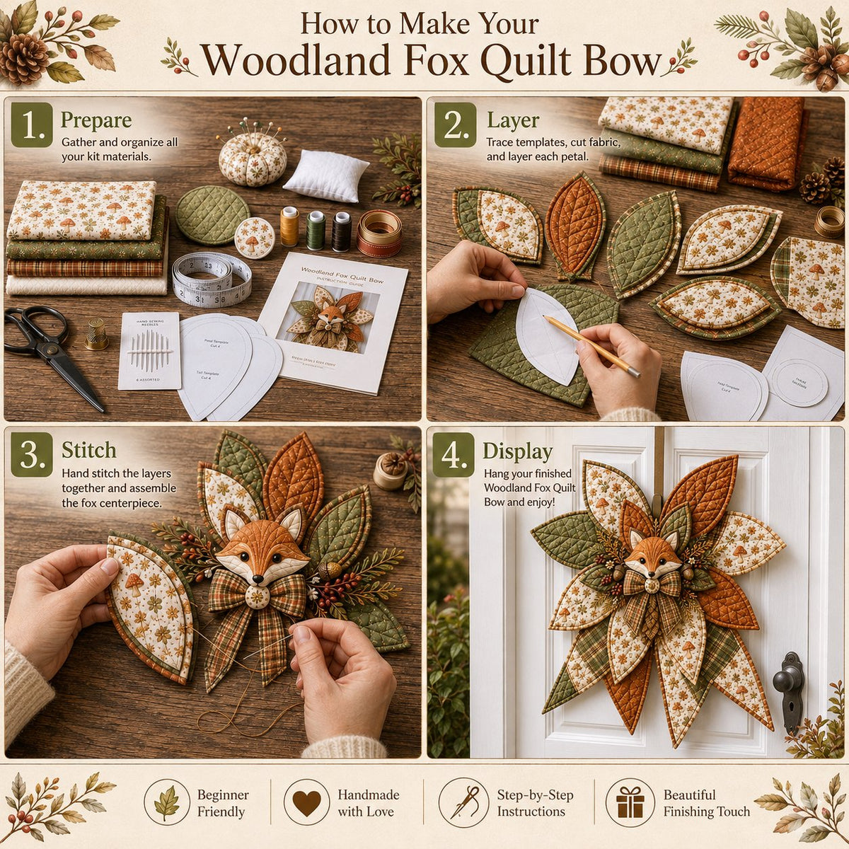 Zestaw do szycia wieńca na drzwi FoxStitch | jesienny motyw, dla początkujących