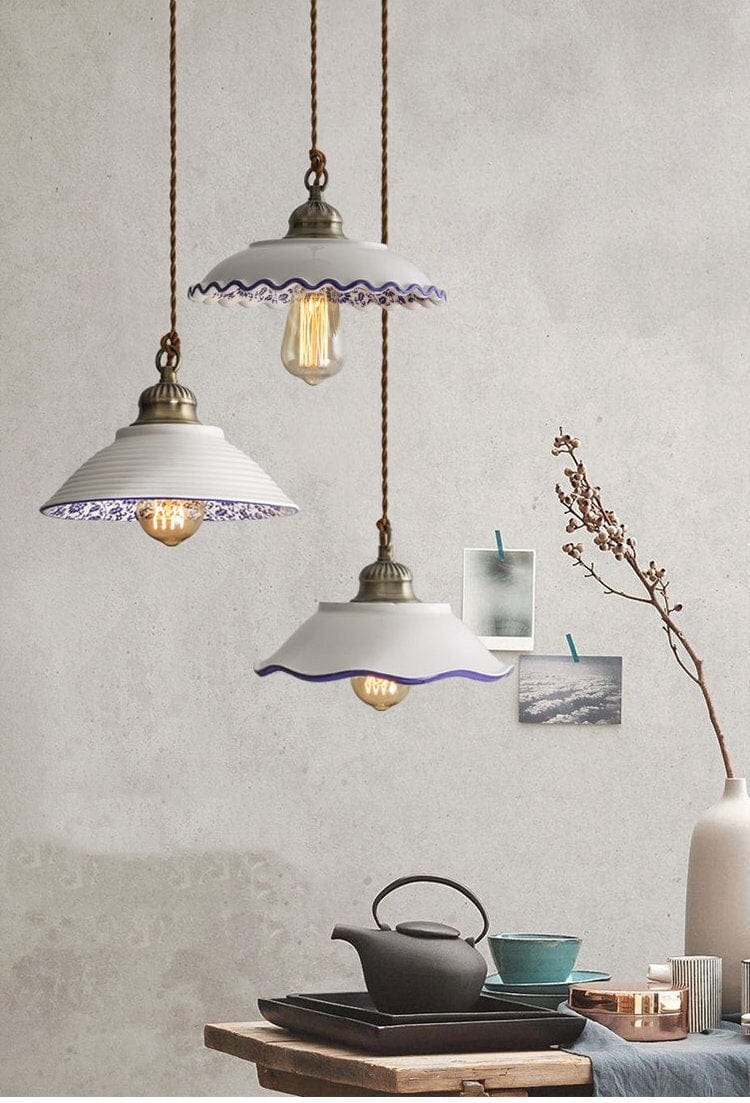 Ceramiczna lampa wisząca Lisboa, portugalski wzór kafelków, żarówka w zestawie
