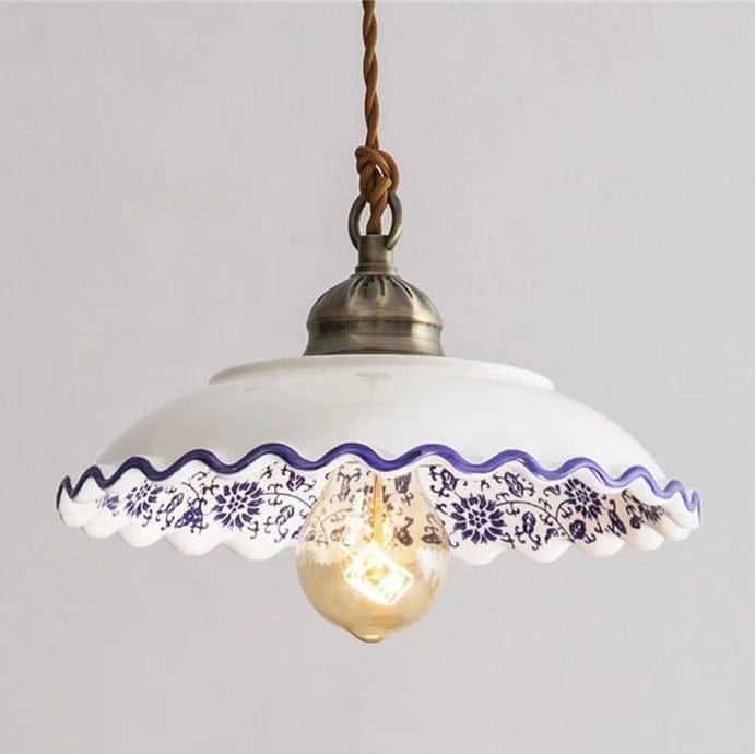 Ceramiczna lampa wisząca Lisboa, portugalski wzór kafelków, żarówka w zestawie
