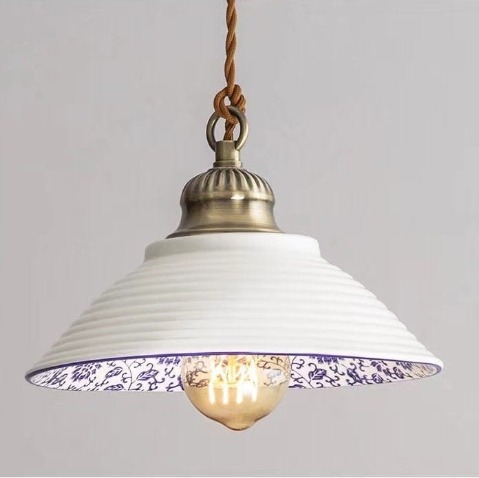 Ceramiczna lampa wisząca Lisboa, portugalski wzór kafelków, żarówka w zestawie