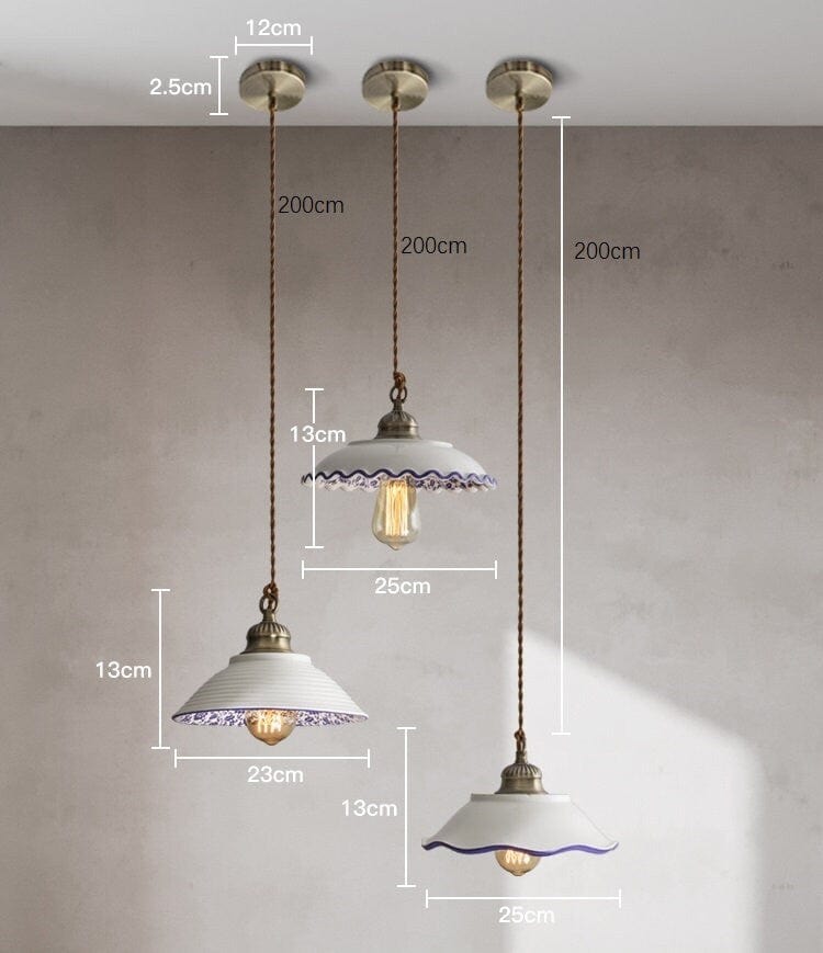 Ceramiczna lampa wisząca Lisboa, portugalski wzór kafelków, żarówka w zestawie