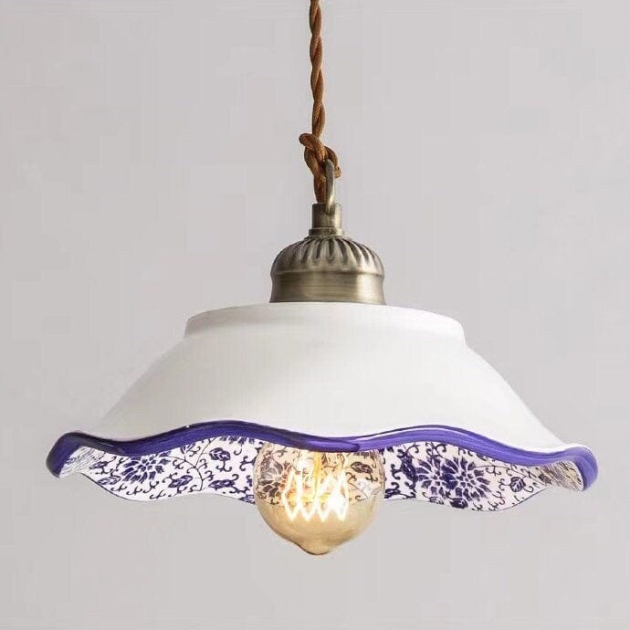 Ceramiczna lampa wisząca Lisboa, portugalski wzór kafelków, żarówka w zestawie